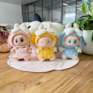 Labubu I II lindo traje de conejo hecho a mano, ropa de muñeca de felpa, muñecas Idol sentado, accesorios de fiesta para Kpop Exo de Corea, 17cm