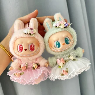 Ropa de muñecas de peluche Labubu I II Idol, accesorios de vestido de novia con flor linda, ropa de Kpop Exo de Corea, 17cm