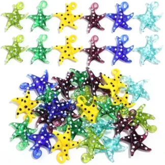 Mini dijes de estrella de mar para mujer, colgante de cristal colorido, adornos de estrella de mar pequeña, accesorios para hacer joyas DIY, 1 piezas