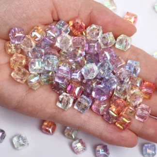 Cuentas de cristal chapadas en UV para fabricación de joyas, Cubo de resina checa, colgante suelto facetado cuadrado para manualidades DIY, 8mm, 20 unids/lote por bolsa