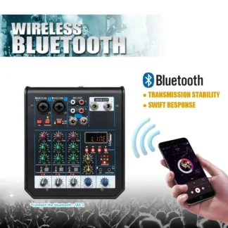 Mezclador de Audio de 4 canales para conferencias al aire libre, procesador de reverberación Bluetooth USB, cantar en vivo con tarjeta de sonido, mezclador de sonido