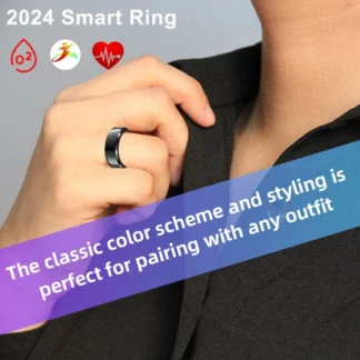 SR200 Gold Smart Ring, monitor de ritmo cardíaco, presión arterial, oxígeno en sangre, temperatura, sueño, calorías, rastreador de Fitness multilingüe, anillo de salud