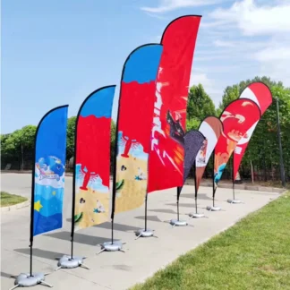Bandera de plumas con estampado personalizado, Bandera de poliéster para exteriores, publicidad en forma de lágrima, bandera de playa barata
