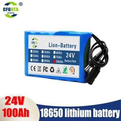 Paquete de batería de iones de litio, 100% original, 24V, 6S1P, 100000mAh, capacidad de CC 12,6 v, 100Ah, circuito cerrado de televisión