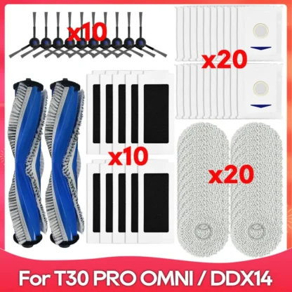 Compatible con ECOVACS T30 PRO OMNI DDX14 / YEEDI M12 Pro+ Piezas de Repuesto Accesorios Cepillo Principal Lateral Filtro Trapeador Bolsa de Polvo