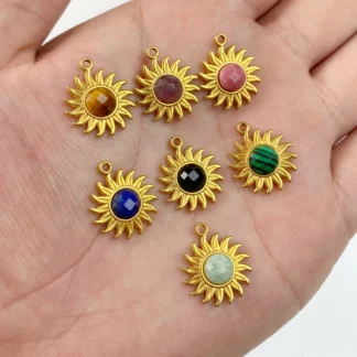 Colgante de acero inoxidable con forma de flor de sol, collar y pendientes, accesorios para la fabricación de joyas hechas a mano, venta al por mayor, 15MM, 5 unidades por lote