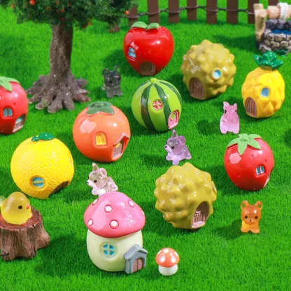 Mini adorno creativo de dibujos animados, decoración de paisaje en miniatura, artesanías para el hogar, regalos, casa de frutas y verduras