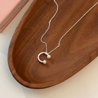 Gargantilla de Plata de Ley 925 auténtica para mujer, collar de media luna en forma de U, joyería fina clásica, accesorios minimalistas de verano