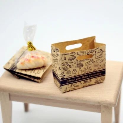 Mini bolsa de pan vacía para casa de muñecas, bolsa de papel de vaca, modelo de casa de muñecas, bolsas de embalaje de alimentos, accesorios para casa de muñecas, 2 piezas por juego, nuevo