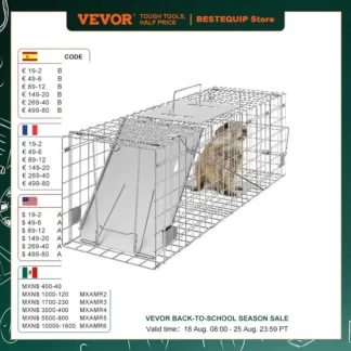 VEVOR-jaula para animales vivos, trampa para gatos, Control de roedores, plegable con mango para conejos, gatos callejeros, ardillas, mapache