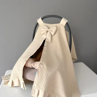 Funda y cojín para cochecito, tejido Piqué Beige 100% orgánico, hecho a mano