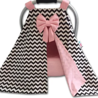 Funda interior y funda para cochecito hecha a mano, combinación de Zigzag negro y rosa