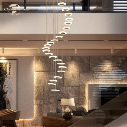 Candelabros LED modernos, iluminación nórdica de hierro acrílico, placa colgante, sala de estar accesorio para, escalera grande, lámparas de Hotel