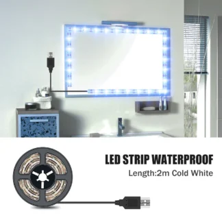 Tira de luces LED para espejo de maquillaje, cinta de lámpara de tocador de Hollywood con USB, iluminación de tocador de baño, cinta de lámpara de pared LED regulable