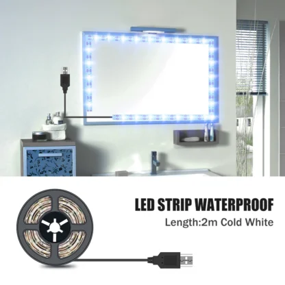 Tira de luces LED para espejo de maquillaje, cinta de lámpara de tocador de Hollywood con USB, iluminación de tocador de baño, cinta de lámpara de pared LED regulable