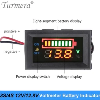 Indicador de batería de litio Lifepo4, pantalla de voltímetro con interruptor para bicicleta eléctrica y patinete eléctrico, 10S, 12S, 36V, 36V