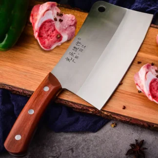 Cuchillo chino de acero para picar, utensilio de cocina para cortar verduras, pollo, pescado y hueso, hoja de cocina con mango de madera