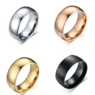 Qianbei Anillo de bodas clásico de 8 mm para hombres y mujeres Acero inoxidable de tres colores Tamaño EE. UU. 7-12