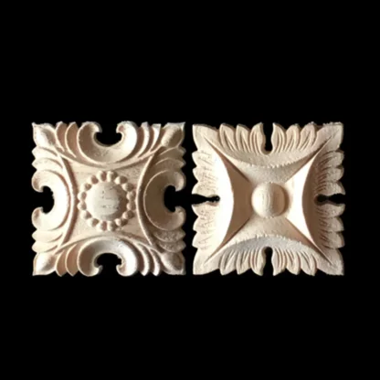 Apliques de madera tallada para muebles, figuritas decorativas para puerta y armario, apliques de tallado, 14,5x14,5 CM