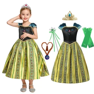 Vestido De Anna para niñas, disfraz De Princesa, fantasía Infantil, fiesta, Carnaval, JYF