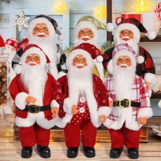 Figura navideña de Papá Noel de 12 pulgadas, muñecos de Papá Noel de pie, decoraciones para ventanas, decoraciones navideñas, regalos de Navidad, regalos de cumpleaños