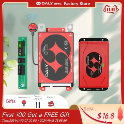 Daly Smart BMS Lifepo4 4S 12v 8S 24V 16S 48V BMS RS485 CANBUS 100A 200A 250A Batería 18650 1A 5A Balanceador activo Entrega en 5 días
