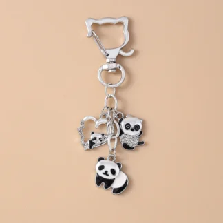 LLavero de animales de dibujos animados, llaveros con colgante de Panda de Metal para mujeres y hombres, llave de coche, bolso, llaveros colgantes, accesorios DIY