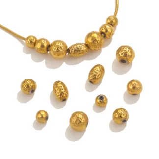 20 piezas de cuentas ovaladas redondas de acero inoxidable para fabricación de joyería, cuentas sueltas espaciadoras diy para pulsera, collar, piezas para encontrar
