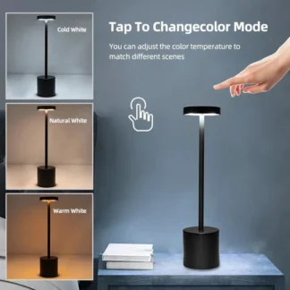 Lámpara LED de mesa con Sensor táctil, luz nocturna clásica, recargable, 3 colores, temperaturas ajustables, estilo moderno, LT044, 1 unidad