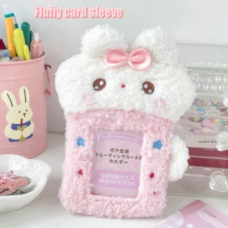 Funda protectora para tarjeta de puerta de autobús, cubierta bonita de felpa para tarjeta de identificación, foto, conejo, taza de té, 1 unidad