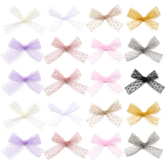 Lazos de cinta de colores 20 piezas, de tamaño pequeño lazo de encaje, decoración artesanal de flores, accesorio para el cabello artesanal, accesorios de ropa