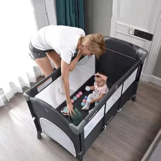 Cuna plegable para bebé, mecedora con mesa de pañales, balancín, litera de juego para niños, muebles de dormitorio de viaje para 0 a 6 años