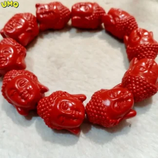Pulsera de Cabeza de Buda de cinabrio rojo, brazalete de cabeza de Buda de doble cara, amuleto de Tai Sui