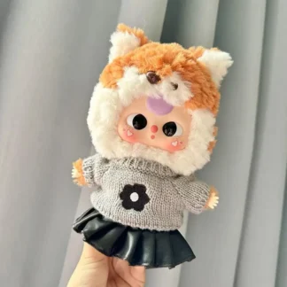 Ropa de muñeca de peluche de 20cm, vestido para muñeca de 7 pulgadas, Falda plisada negra, trajes bonitos para muñecas para niños, disfraces de muñecos de peluche suaves