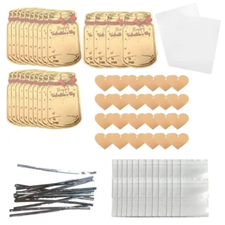 Juego bolsas y tarjetas papel para Día Valentín, 24 Uds., para fiesta cumpleaños infantil, vacaciones,