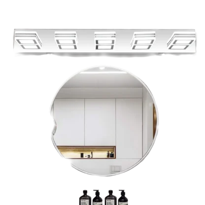 (Mismo que W 1340103888 /L2006) Luz de maquillaje cromada moderna LED, luz de espejo de maquillaje cromada acrílica de 5 luces