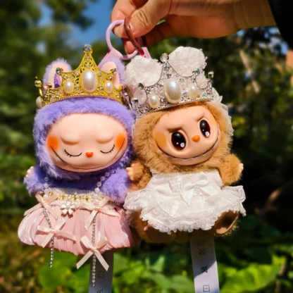 Muñecas Labubu Idol de 17cm, tocado de corona Retro, vestido de Boda de princesa reina, Sudadera con capucha bonita de Corea Kpop Exo, accesorios para muñecas de peluche