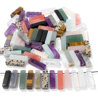 Colgantes de piedra perforada superior rectangular, colgante de Yoga de ojo de tigre Natural, 6x21mm de largo, fabricación de joyas, collares DIY, 2 unidades por lote