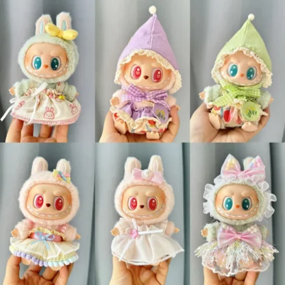Muñecas Labubu II Idol de 17cm para fiesta sentada, Mini ropa bonita de muñeca de peluche, accesorios de atuendo para Corea, Kpop Exo, ropa, regalo DIY