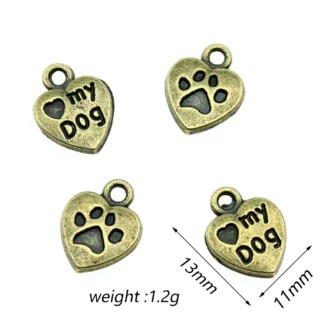 Dijes de aleación de 10x13mm para fabricación de joyas, colgante con forma de pata de perro, manualidades, collar, pendientes, accesorios, 10 piezas