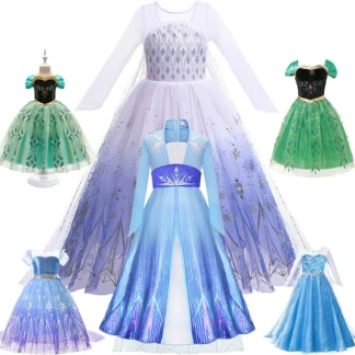 Disfraz de Frozen de Disney para niñas, vestido de princesa Elsa, Anna, disfraz de Cosplay, ropa de fiesta de cumpleaños para bebés