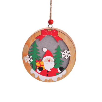 Árbol colgante de madera para Navidad, colgante de Papá Noel, muñeco de nieve, ciervo, luz nocturna, suministros de fiesta para el hogar, vacaciones, interior y exterior