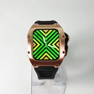 Caja de reloj de Metal de lujo, correa de fluororubber para Apple watch, caja de 41MM, serie iWatch