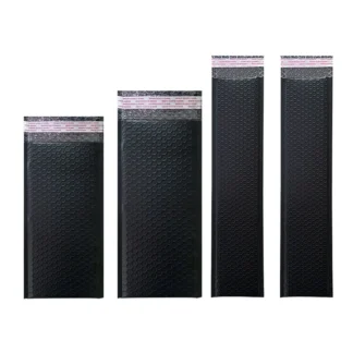 Bolsa de burbujas de forma larga, sobre de burbujas de plástico negro mate, paraguas/cosméticos, embalaje de envío, sobre acolchado de regalo, 50 piezas