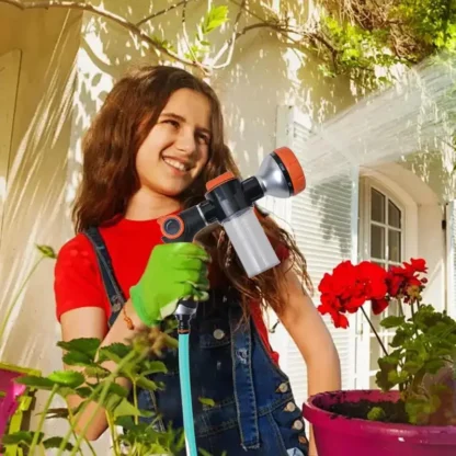 Boquilla rociadora de manguera, boquilla rociadora de agua de 8 modos, boquilla de manguera de ducha para mascotas de alta presión para jardín con botella de líquido de 100ml