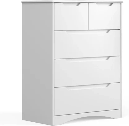 Cómoda blanca con Mango integrado, dispositivo antidisparo resistente, gran almacenamiento
