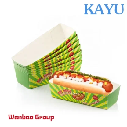 Caja de papel de embalaje con diseño personalizado para comida rápida, embalaje con logotipo impreso, patatas fritas, perritos calientes, hamburguesa y hamburguesa