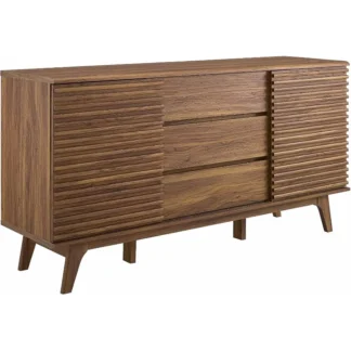 Modway Render - Aparador moderno de mediados de siglo de 63 pulgadas o soporte para TV en nogal