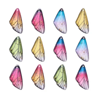 Colgante de resina de ala de mariposa, colgante transparente de Color degradado, para fabricación de joyas, collar DIY, 100 piezas