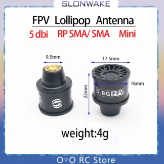 Super Mini Stubby 5,8G FPV Lollipop antena LHCP 5dBi alta ganancia RP SMA/ SMA para RC Quadcopter Drone DJI Googles receptor